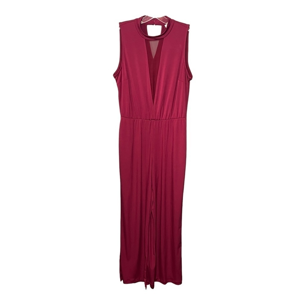 Beige by eci Burgundy Sleeveless Jumpsuit Medium